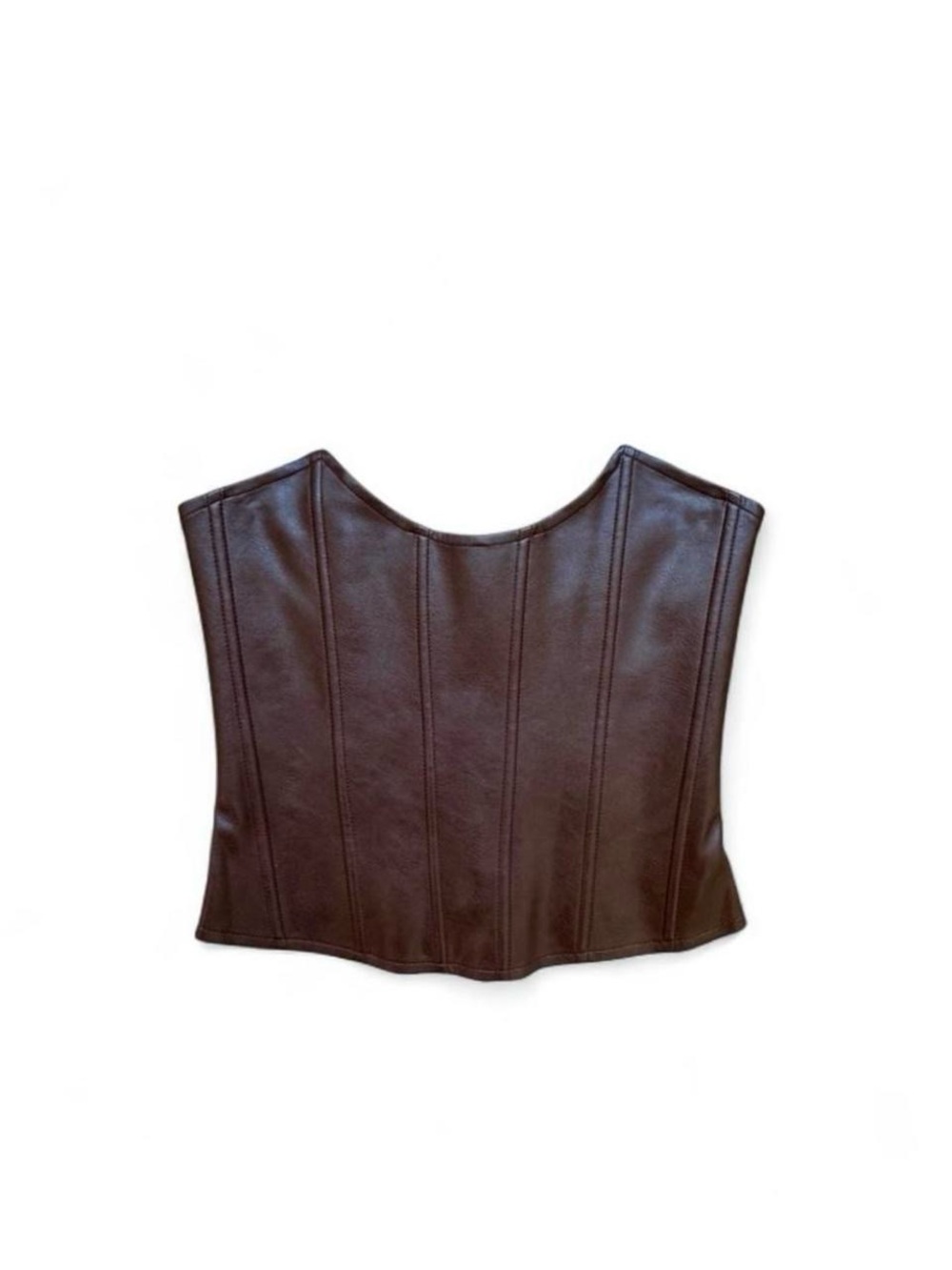 Miaou Chocolate Brown Faux Leather Leia Corset Top XS